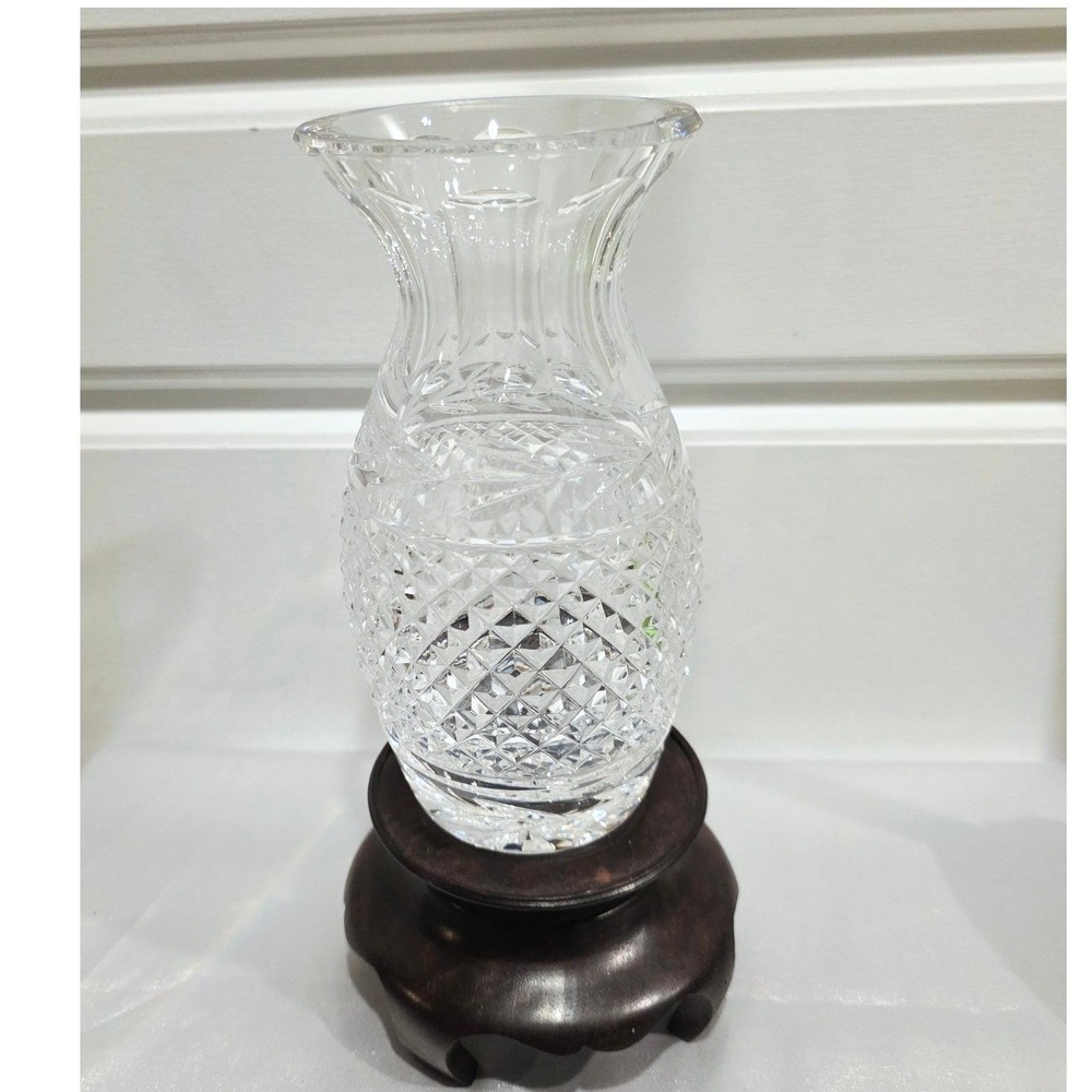 Waterford Glandore Crystal 7" Bud Flower Vase Clear Cut Glass Made in Ireland